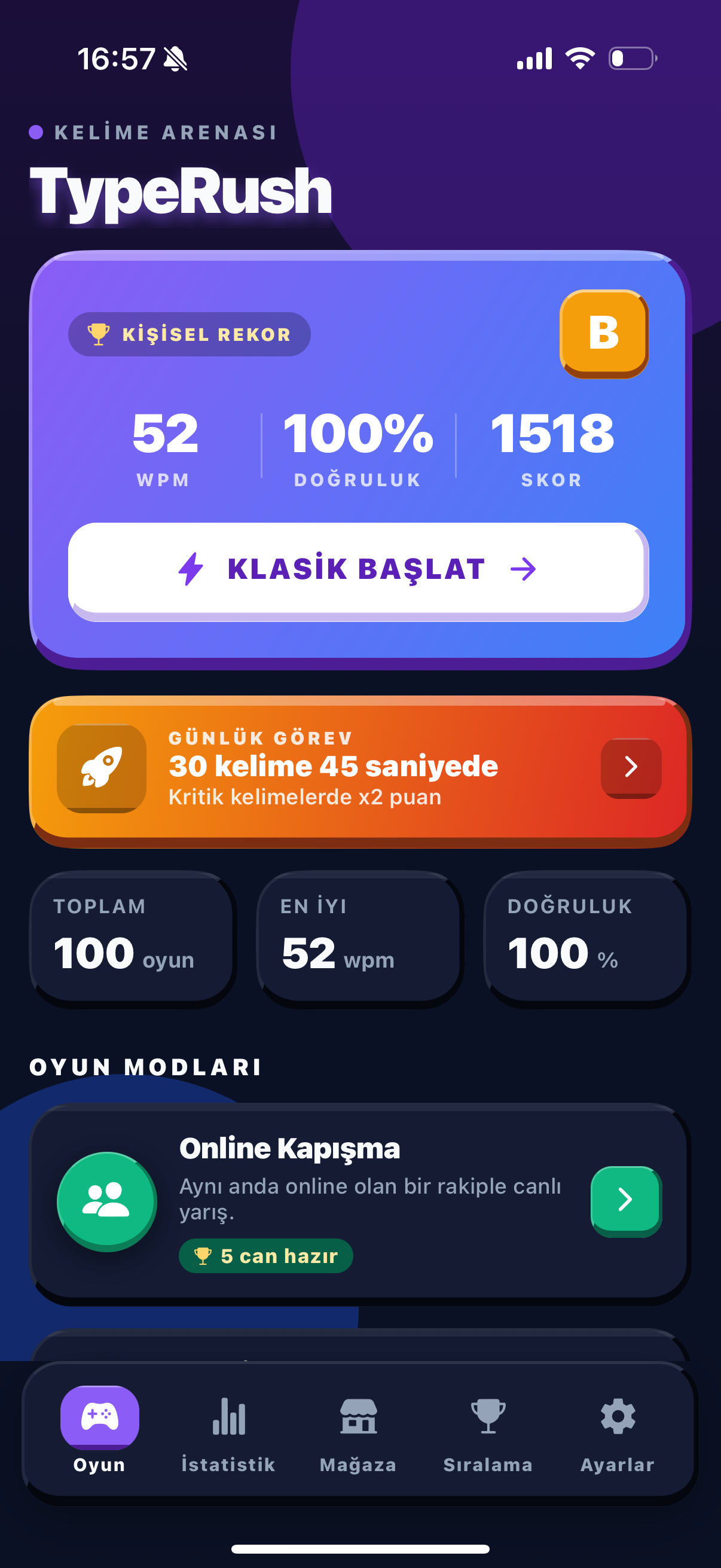 TakTak ana ekranı